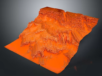 Orange Landscape With Rugged Terrain Detailed Texture And Undulating Rock Formations 3d model