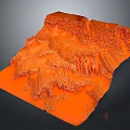 Orange Landscape With Rugged Terrain Detailed Texture And Undulating Rock Formations