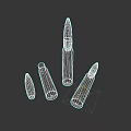 Various Sizes of Weapon Ammunition Bullets with Green Tips and Metallic Bodies