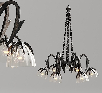 Industrial LOFT chandelier glass chandelier 3d model