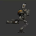Detailed Mechanical Robot Creature Character With Metallic Body Joints And Golden Luminous Core
