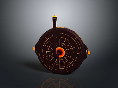 Dark Modern Circular Structure With Glowing Center Geometric Patterns And Yellow Accents 3d model