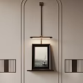 Framed Picture Illuminated By Wall Light On Minimalist Wall With Decorative Panels