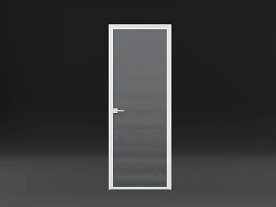 White Framed Swing Door With Clear Glass Panel And Handle For Interior Use 3d model