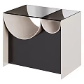 Modern Side Table With Glass Top And Dual Circular Metal Frame Design