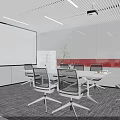 Modern Conference Room Interior With Projector Screen White Walls Conference Table And Chairs 3d model