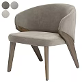 Modern Leisure Accent Chair With Beige Fabric Upholstery Curved Arms And Wooden Legs