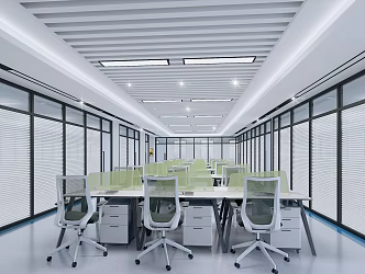 Modern Public Office Area Technology Company Open Office Area White Simple Glass Partition 3d model