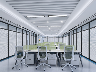 Modern Public Office Area Technology Company Open Office Area White Simple Glass Partition 3d model