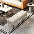 Elegant Modern White Upholstered Sofa Bench With Button Tufted Design And Gold Metal Legs