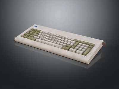 Vintage Computer Keyboard With Ivory And Green Key Design And Classic Layout 3d model