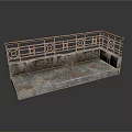 Stone Garden Bench With Ornate Metal Railings And Decorative Design
