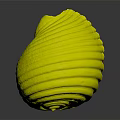 Marine Shellfish With Detailed Spiral Shell And Cream Colored Stripes On Black Background 3d model