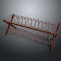 Barbed Wire Military Defense Weapon With Wooden Frame And Coiled Structure