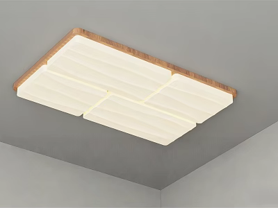 Modern Wooden Frame Ceiling Light with White Light Panels for Home Interior 3d model