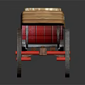 Vintage Red Carriage With Wooden Frame Red Wheels And Packages Inside