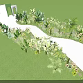DEX Design Exhibition Stand With White Backdrop And Green Plants Pathway 3d model