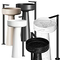 Multiple Modern Washbasins In Various Colors With Marble Texture And Pedestal Stands