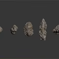 Multiple Sculptural Decorative Elements With Various Shapes And Rough Texture