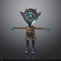 Cartoon Character With Blue Skin Pointed Ears Helmet Brown Outfit Outstretched Arms And Friendly Expression