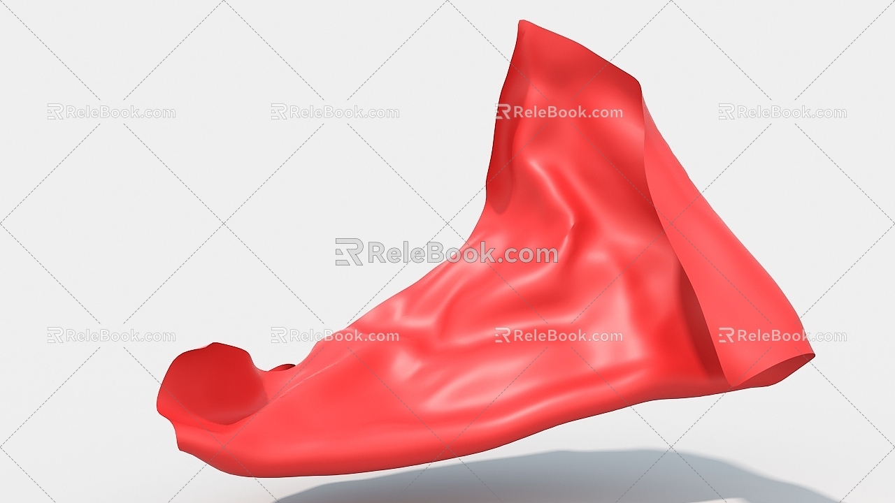 Cloth with red fluttering ribbon 2 3d model