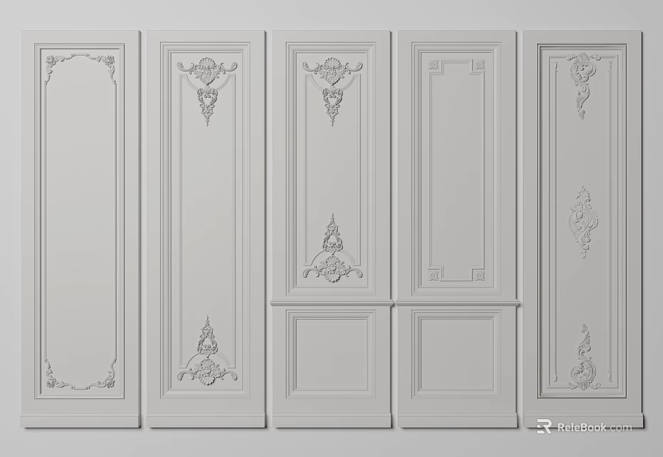 Decorative Wall Panels Featuring Various Ornate Patterns And Classic Designs 3d model