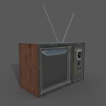 Vintage Television With Wooden Case Retro Design Antenna And CRT Screen