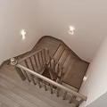 Elegant Modern Wooden Staircase With Illuminated Railing In Interior Design