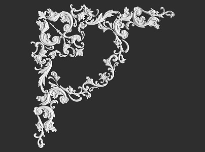 French angle flower plaster line 3d model