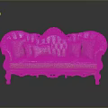Elegant Light Gray European Style Sofa With Golden Carvings And Decorative Throw Pillows