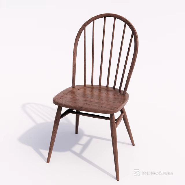 Simple Design Solid Wood Dining Chair With Vertical Slat Back And Natural Finish 3d model 