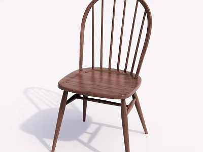 Simple Design Solid Wood Dining Chair With Vertical Slat Back And Natural Finish 3d model