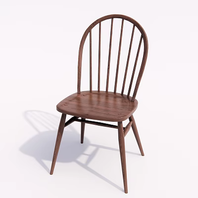 Simple Design Solid Wood Dining Chair With Vertical Slat Back And Natural Finish 3d model
