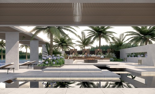 Modern Resort Hotel Resort Wild Luxury Courtyard Garden 3d model