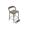 Modern Wooden Bar Stool With Curved Backrest Beige Upholstered Seat And Metal Footrest