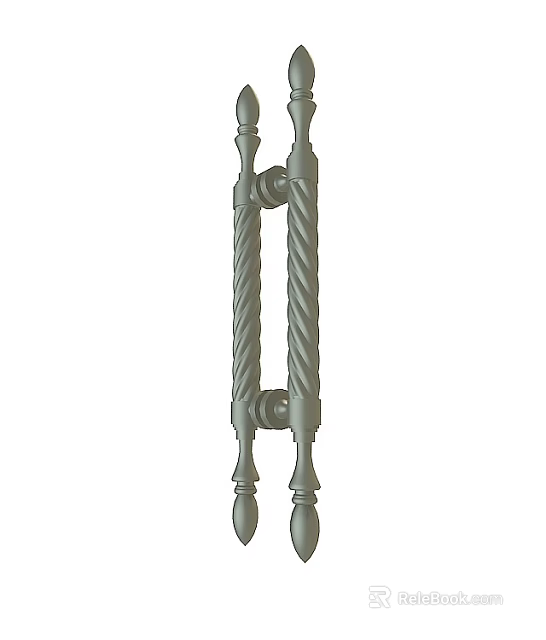 Elegant Metal Handle Featuring Twisted Design And Decorative Double Bar Structure 3d model 