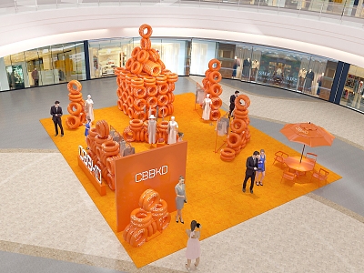 Pop-up Shop Brand Clothing Store Nakajima Exhibition Shows Hermes Orange and Orange Swimming Circle Theme Pop-up Shop 3d model