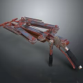 Rusty Vintage Metal Mechanical Clamp With Spring Mechanism And Black Handle