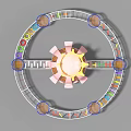 Children's Playground With Octopus Shaped Play Structure Golden Crown And Colorful Trampolines