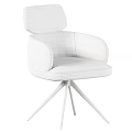 Modern Fabric Upholstered Swivel Single Chair With Padded Headrest And Stable Sleek Metal Star Base