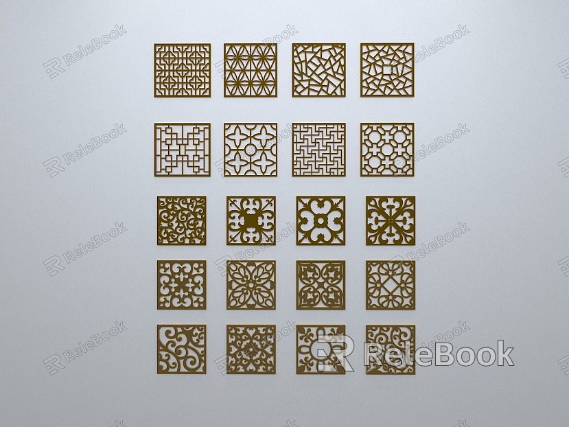 Chinese-style window grilles silhouette pane window sill border openwork window model