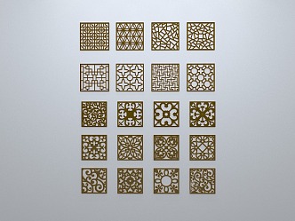 Chinese-style window grilles silhouette pane window sill border openwork window 3d model