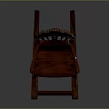 Elegant Ornate Wooden Rocking Chair With Carved Backrest And Leather Padded Seat