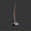 White Sailboat With Red Mast White Sails And Streamlined Hull Design