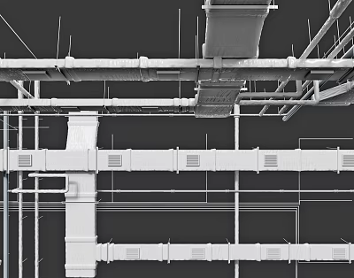 Modern ceiling through pipe ceiling 3d model