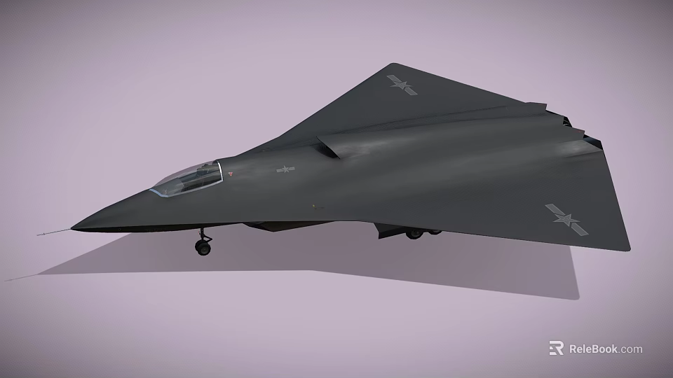 Stealth Fighter Jet With Delta Wing Cockpit And Landing Gear Deployed 3d model 