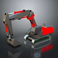 3D Gray And Red Excavator Model With Tracked Design And Construction Vehicle Features 3d model