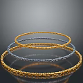 Three Shiny Gold and Silver Metal Rings Stacked as Hardware Tools Components