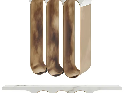 Stylish Modern Console Table With Curved Metal Panels And Marble Top Design 3d model