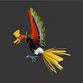 Colorful Bird With Red Green Yellow Feathers And Spread Wings Decorative Design